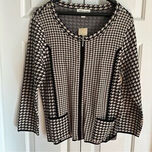 Coldwater Creek Black and White Houndstooth Top NWT